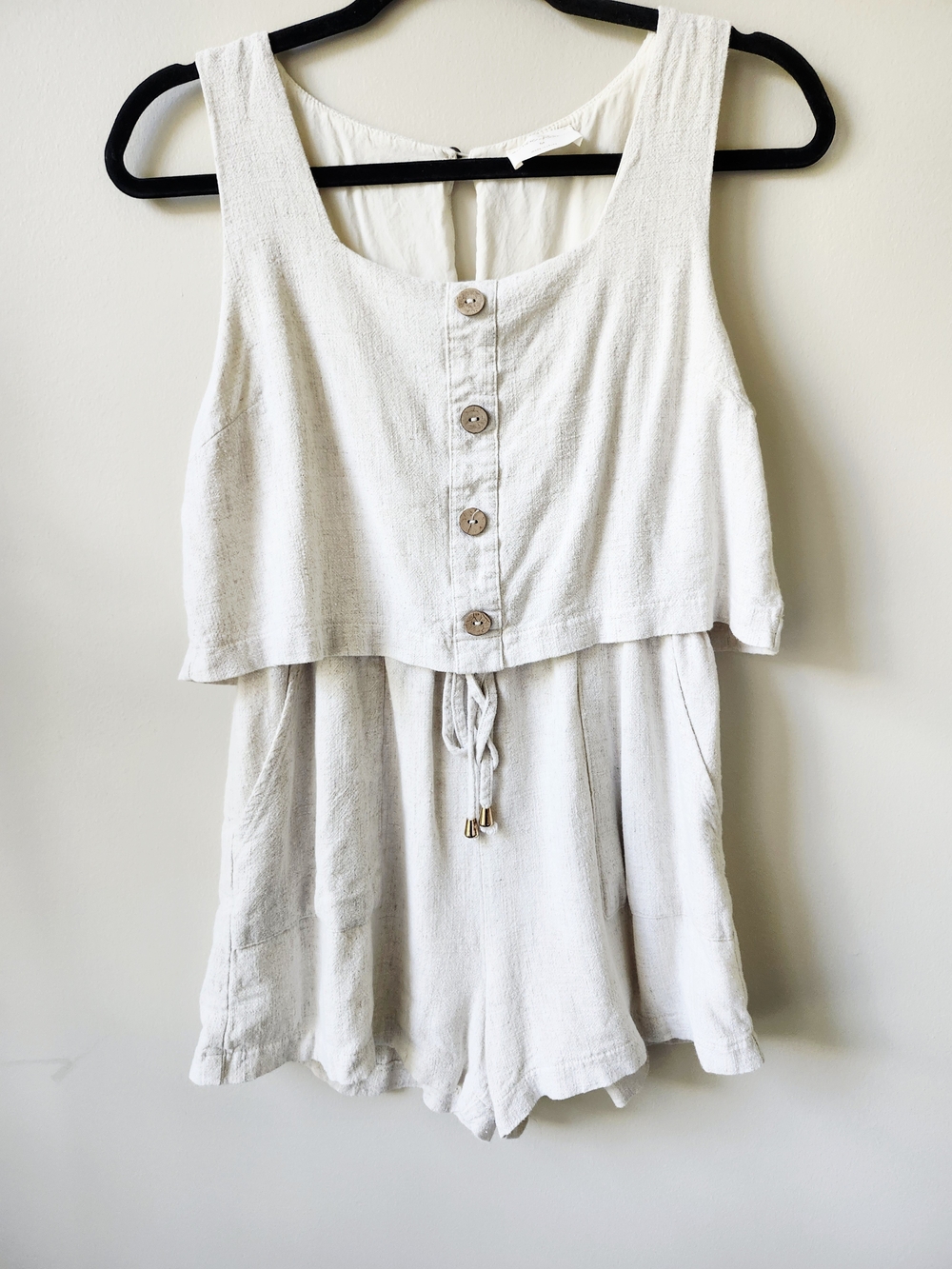 Beige Linen Romper
